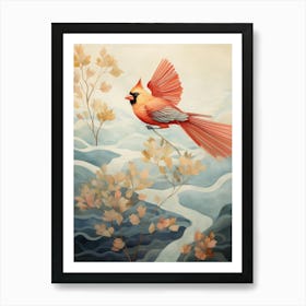 Northern Cardinal 1 Gold Detail Painting Art Print