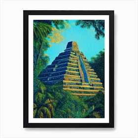 Tikal National Park Guatemala Pointillism Art Print