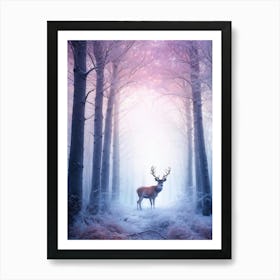 Ethereal Colorful Mist Enshrouds The Skeletal Trunks Of A Winter Forest Palette Of Dreamy Pastels Art Print