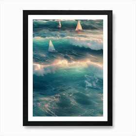 Sailboats In The Ocean 1 Art Print