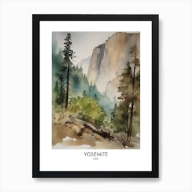 Yosemite Usa Watercolour Travel Poster 4 Art Print