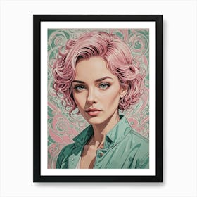 Pink Haired Girl Art Print