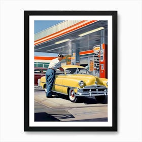 1950's Era Retro Automotive Service Station Pinup- Reimagined 4 Art Print