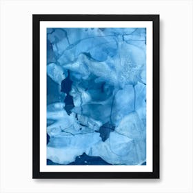 Blue and dark blue Abstract Cyanotype Print 2 Art Print