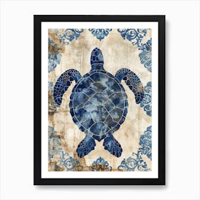 Ornamental Sea Turtle Wallpaper Style 5 Art Print