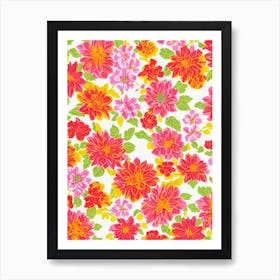 Dahlia Floral Print Warm Tones 2 Flower Art Print