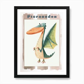 Pteranodon Dinosaur Cute Watercolour 1 Poster Art Print