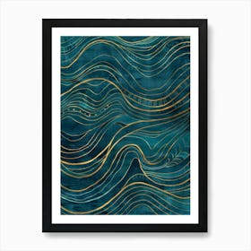 Gold Wavy Waves Art Print