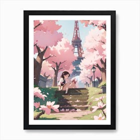 Cherry Blossom Paris Art Print