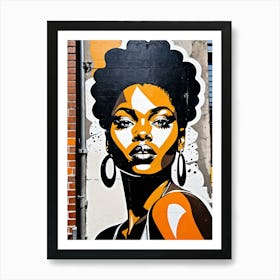 Vintage Graffiti Mural Of Beautiful Black Woman 94 Art Print