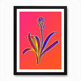 Neon Spanish Bluebell Botanical in Hot Pink and Electric Blue n.0073 Art Print