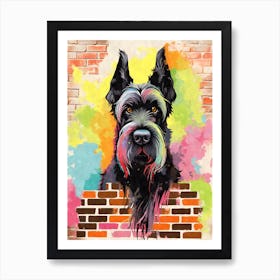 Aesthetic Giant Schnauzer Dog Puppy Brick Wall Graffiti Artwork Art Print