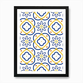 Seamless Pattern - Azulejo - vector tiles, Portuguese tiles Art Print