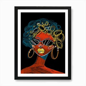 Afro-American Woman With Sunglasses Art Print