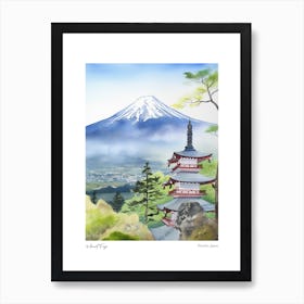 Mount Fuji, Japan 4 Watercolour Travel Poster Art Print