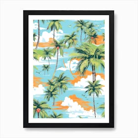 Miami Beach, Florida, California, Inspired Travel Pattern 3 Art Print