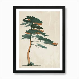 Cedar Tree Minimal Japandi Illustration 2 Art Print