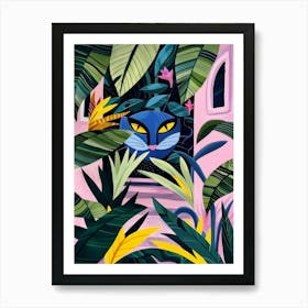 Blue Cat In The Jungle Art Print