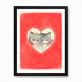 Valentine Kittens Art Print