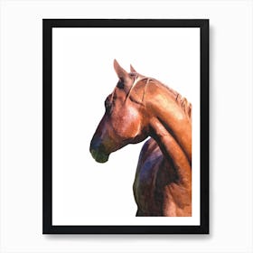 Brown Horse Watercolor Art Print