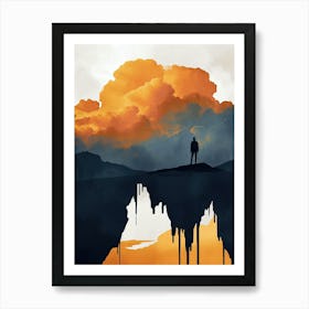 Man Standing On A Cliff, Minimalism 2 Art Print