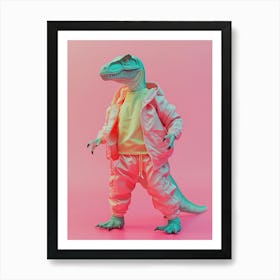 Pastel Toy Dinosaur In 80s Clothes 2 Art Print