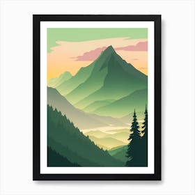 Misty Mountains Vertical Composition In Green Tone 161 Art Print