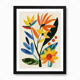 Painted Florals Bird Of Paradise 1 Art Print