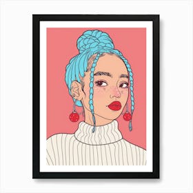 Girl With Blue Hair 17 Art Print