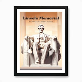 Lincoln Memorial Washington United States Statue Monument Modern Travel Illustration Art Print