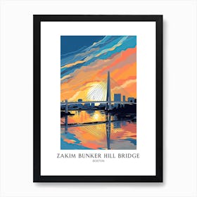 Zakim Bunker Hill, Boston Colourful 2 Travel Poster Art Print