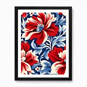 Red And White Floral Pattern Art Print