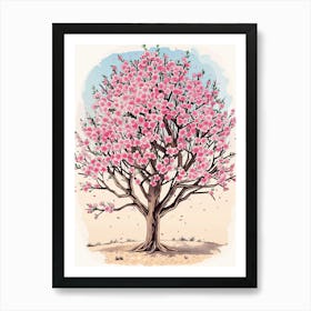 Cherry Blossom Tree Storybook Illustration 1 Art Print