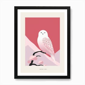 Minimalist Snowy Owl 1 Bird Poster Art Print