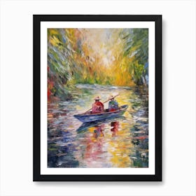 Canoeing In The Style Of Monet 2 Art Print