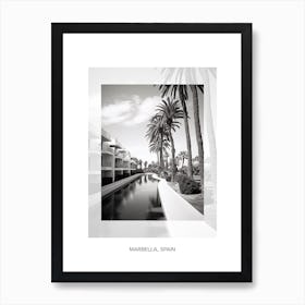 Poster Of Marbella, Spain, Black And White Old Photo 3 Art Print