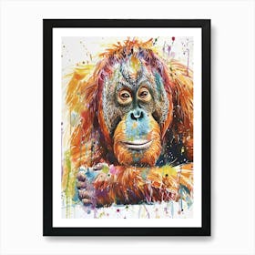 Orangutan Colourful Watercolour 3 Art Print