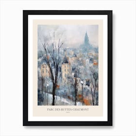 Winter City Park Poster Parc Des Buttes Chaumont Paris France 2 Art Print