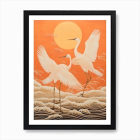 Egrets At Sunset Art Print