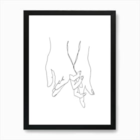 Line Art Hand In Hand Art Print