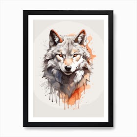 Wolf sunset vintage art print Art Print