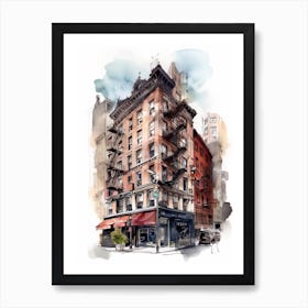 Tribeca New York City Neighborhood, Watercolour 1 Art Print