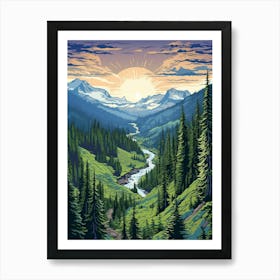 Mount Rainier National Park Retro Pop Art 6 Art Print