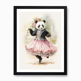 Panda Art Dancing Watercolour 1 Art Print