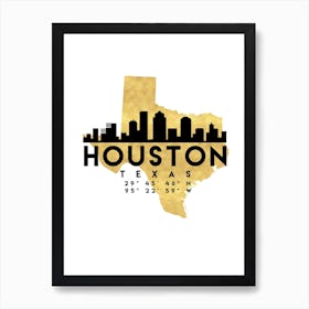 Houston Texas Silhouette City Skyline Map Art Print