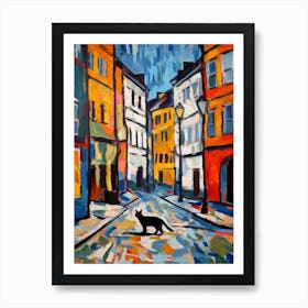 Painting Of Vienna With A Cat 1 In The Style Of Matisse Art Print