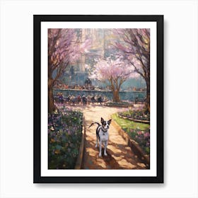 A Painting Of A Dog In Central Park Conservatory Garden, Usa In The Style Of Impressionism 01 Art Print