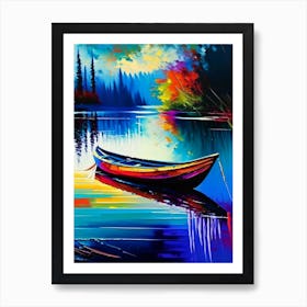 Canoe On Lake Water Waterscape Bright Abstract 1 Art Print