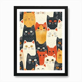 Repeatable Artwork With Cute Cat Faces 19 Art Print