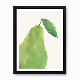 Green Pear Big Watercolor Painting Minimalist Kitchen Print Art Print